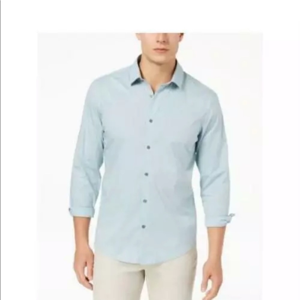 NWT Alfani long sleeve button up dress shirt size med micro stripe